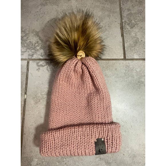 " WOMENS CABLE KNIT WINTER POM POM BOBBLE SKI BEANIE HAT FUR FLEECE LINING" - Picture 4 of 7